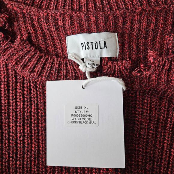 Pistola Womens Distressed Sweater XL Cherry Red Knit Oversized Edgy Streetwear - Picture 14 of 15